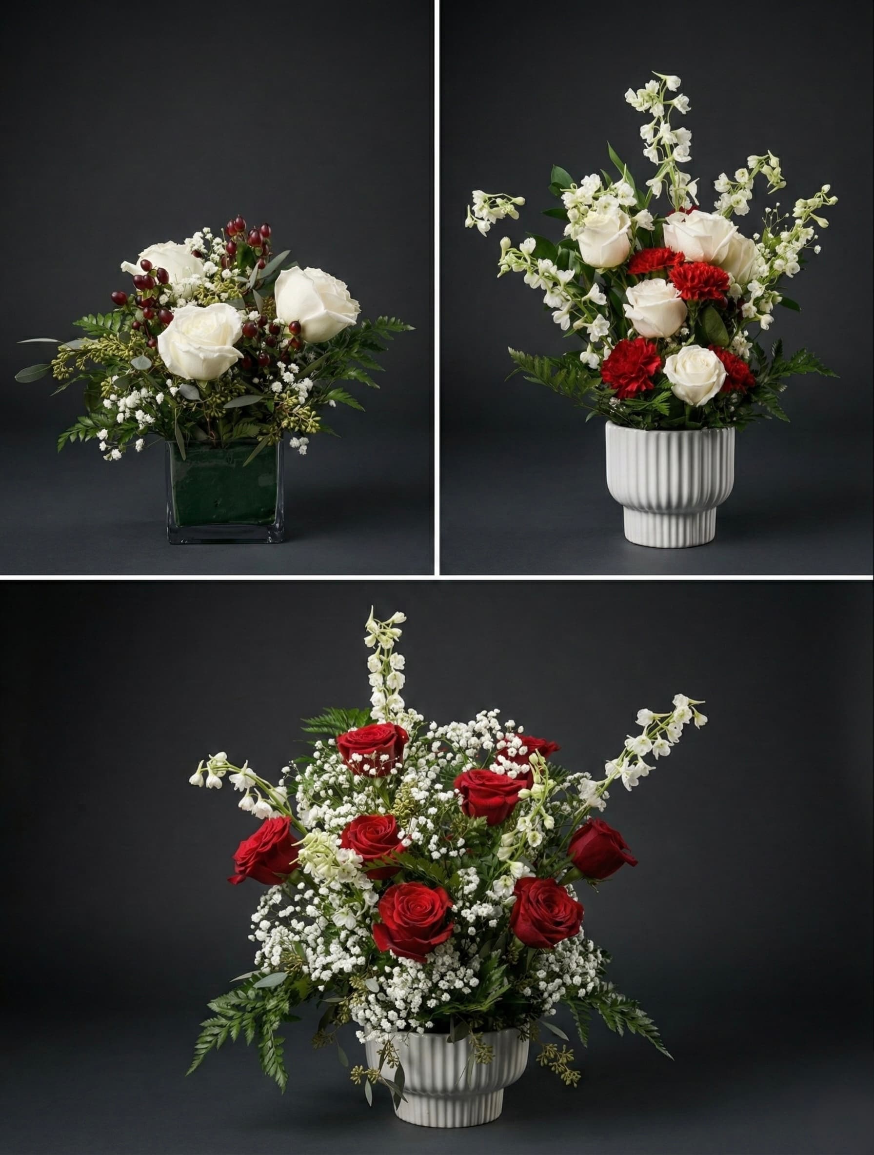 All three Lehi Christmas Market bouquets